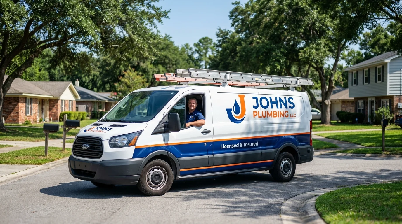 Johns Plumbing LLC service van in North Little Rock, AR