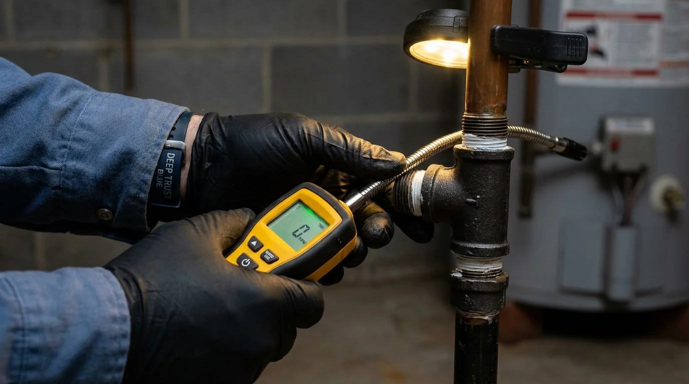 Gas leak detection with electronic sniffer by Johns Plumbing LLC in North Little Rock